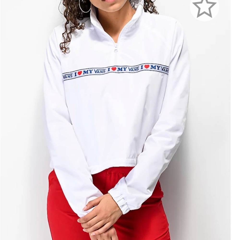 Vans White Jacket DNA Taping Anorak Crop Windbreaker Lightweight Street Sz XS